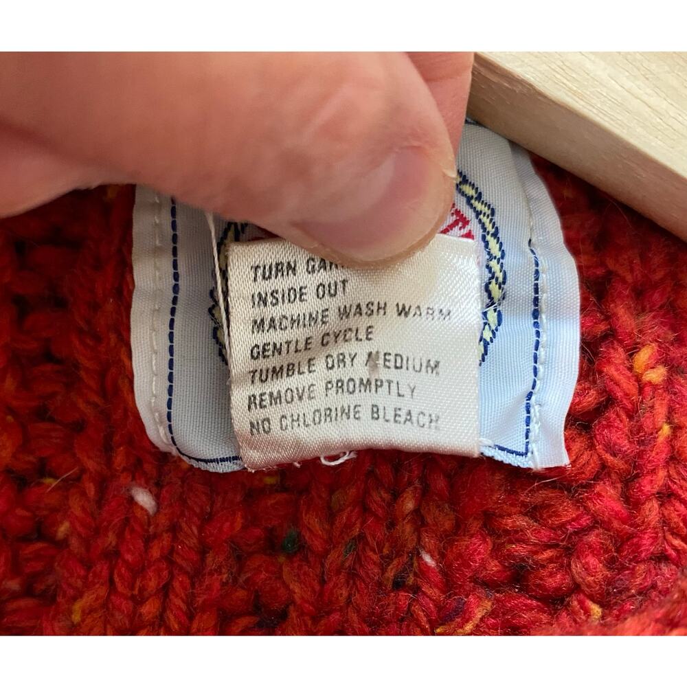 Cape Isle Knitters Size M Chunky Cable Knit Red Wool Blend Pullover Sweater * - Picture 4 of 5